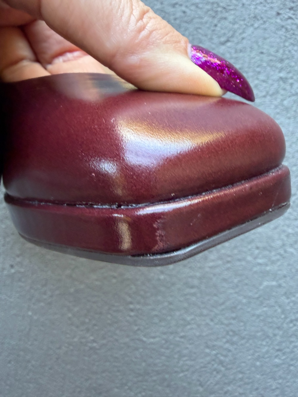 Gianni Bini Maroon Leather Sonata Slingback Mary Jane Pump 8M Chunky NWOB - Picture 10 of 13